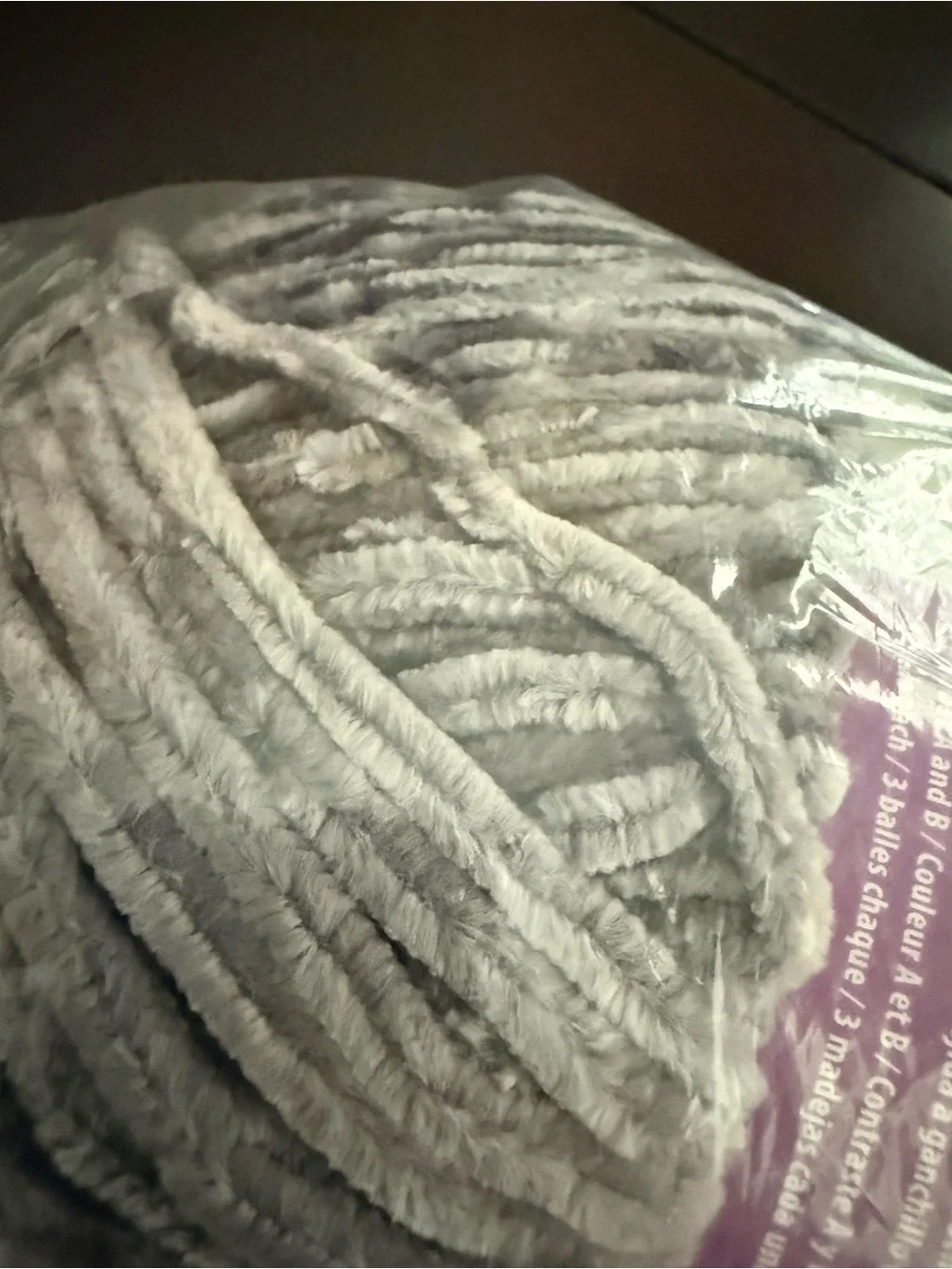 Yarnspirations Bernat Velvet Chenille Yarn - Light Gray - Vapor Gray Color